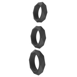Hidden Desire Lot de 3 Cockrings Silicone Heavy C-Ring Noirs